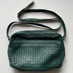 Ganson green Woven Leather crossbody bag